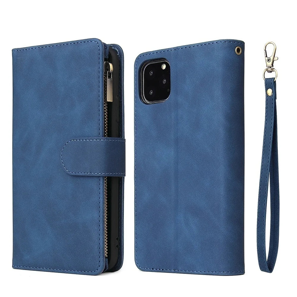 Leather iPhone Wallet Case with Strap