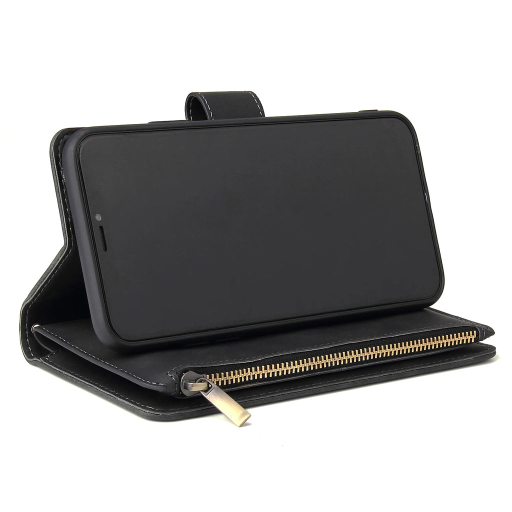 Leather iPhone Wallet Case with Strap
